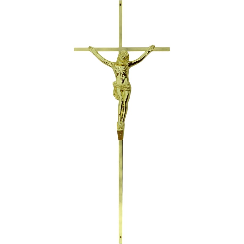 Croix cercueil «fil» acier avec Christ Zamak