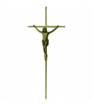 Croix cercueil «fil» acier avec Christ Zamak