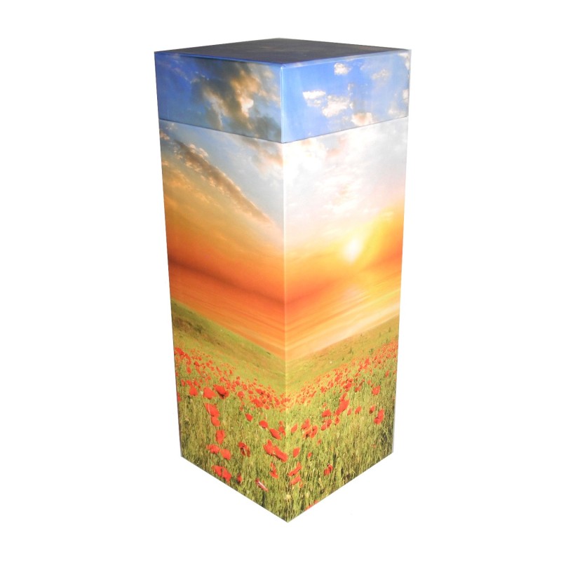 Urne funéraire carrée de dispersion - Champ de coquelicots