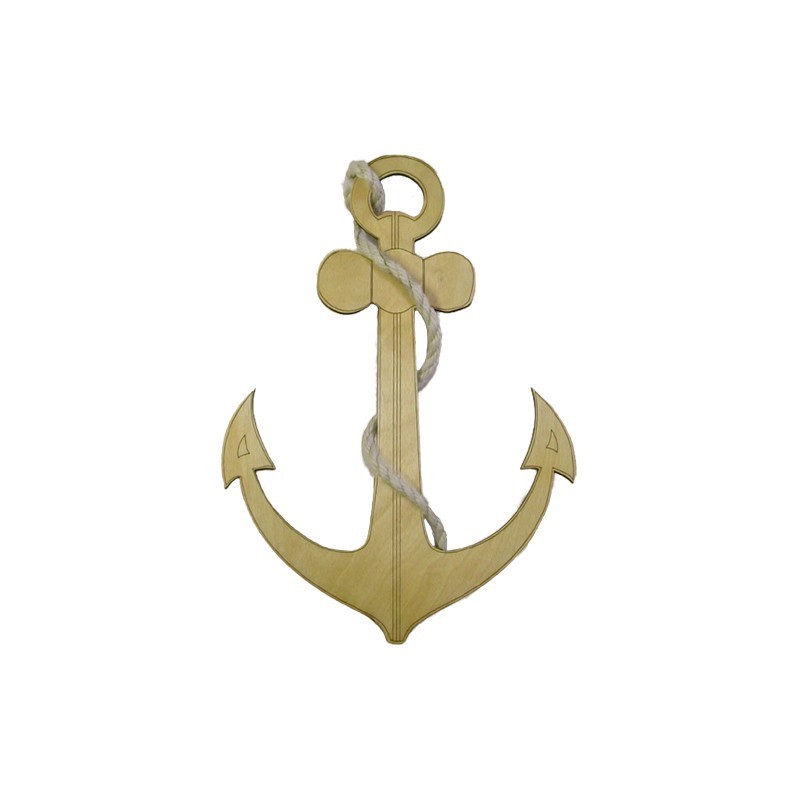 Ancre marine avec corde, en bois