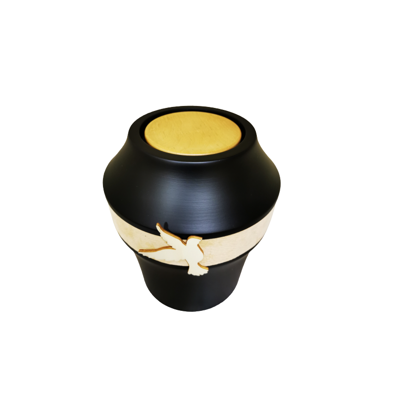 Urne funéraire en bois et colombe bois