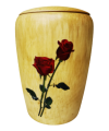 Urne funéraire en bois décor roses