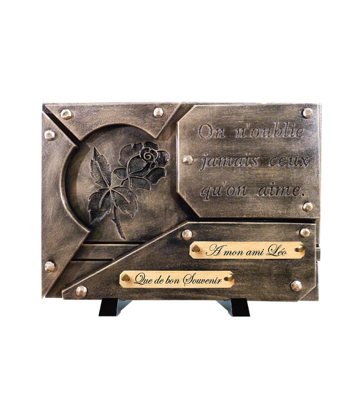 Plaque Funéraire Plexi avec Bronze Hirondelle - Funéraire en Ligne