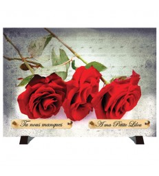 Plaque Funéraire "3 roses rouges"