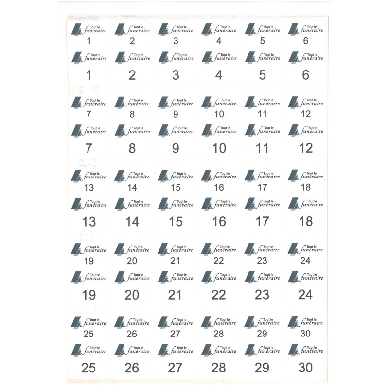 2010 Étiquettes jumelles numérotées en planches