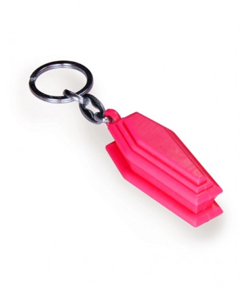 Porte-clés cercueil rouge, en plastique