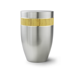 Urne funéraire acier brossé décor bois