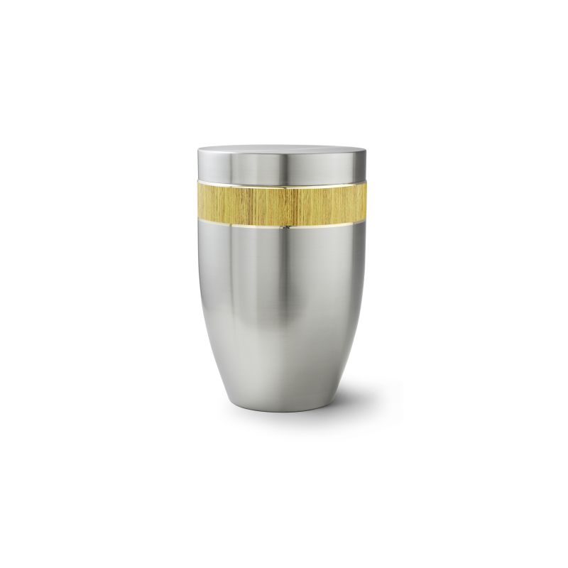 Urne funéraire acier brossé décor bois