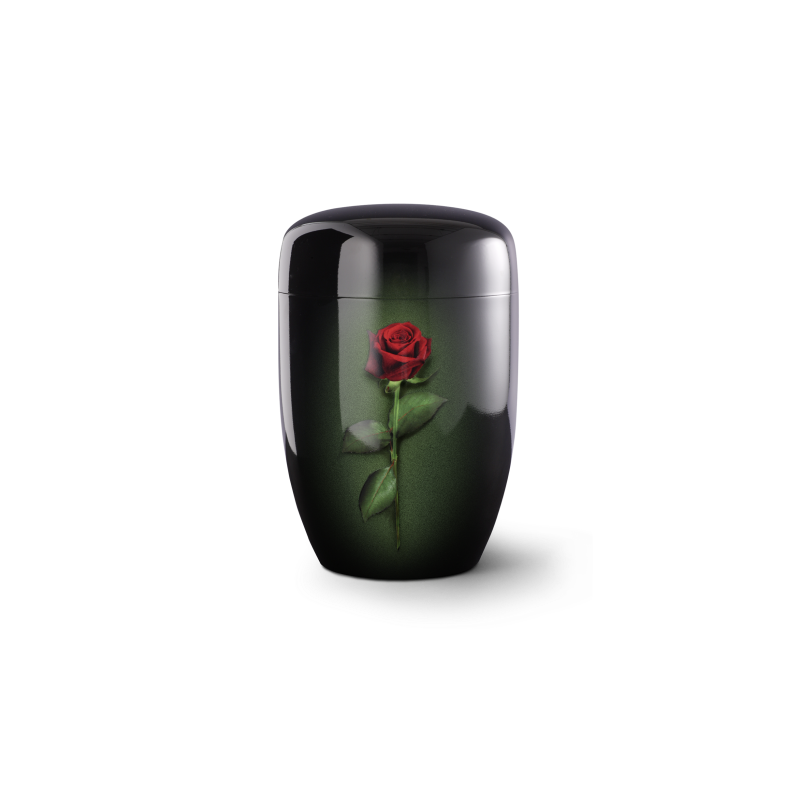 Urne funéraire acier dessin fleurs