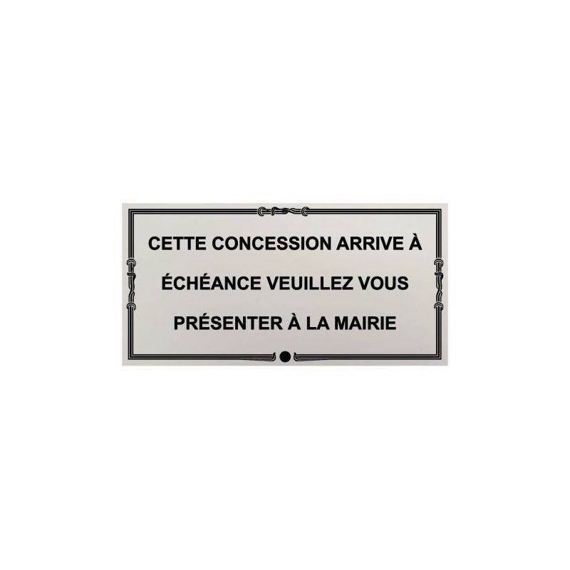 Plaque de concession cimetière à visser en PVC