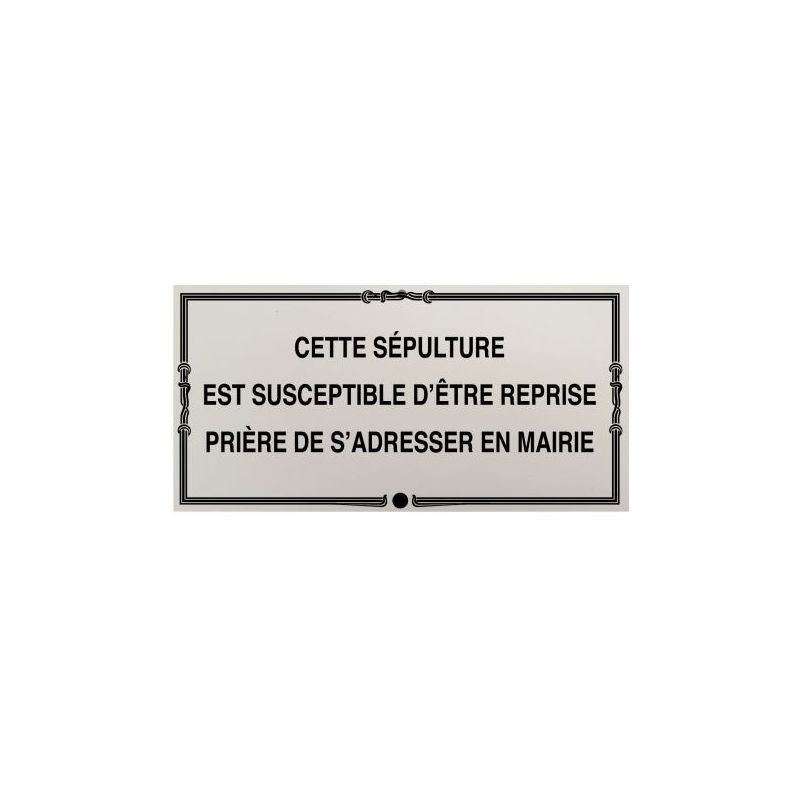 Plaque de concession cimetière à visser en PVC