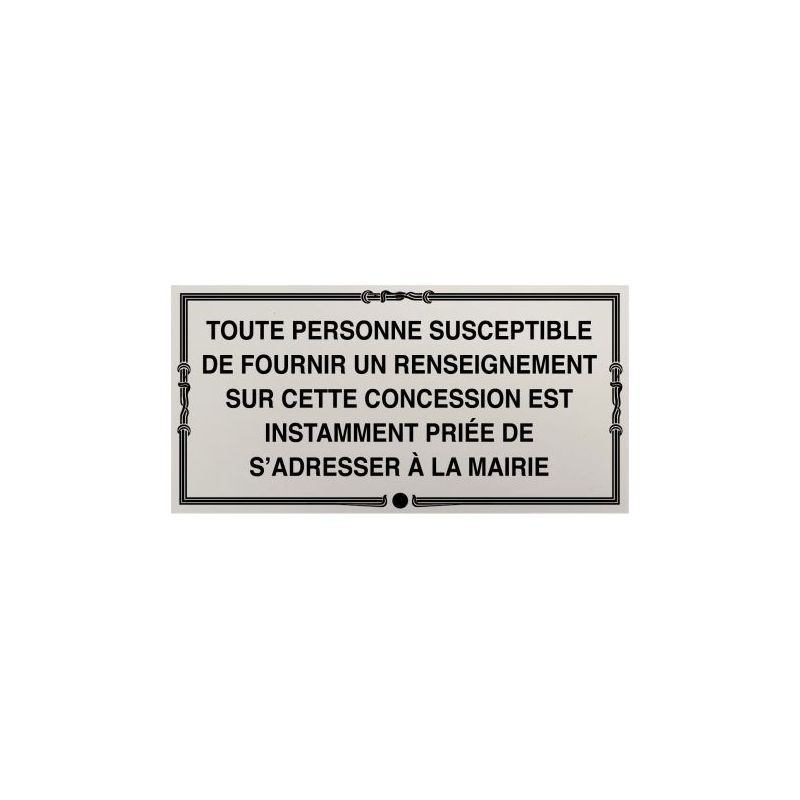 Plaque de concession cimetière à visser en PVC