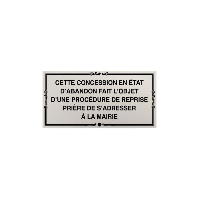 Plaque de concession cimetière à visser en PVC