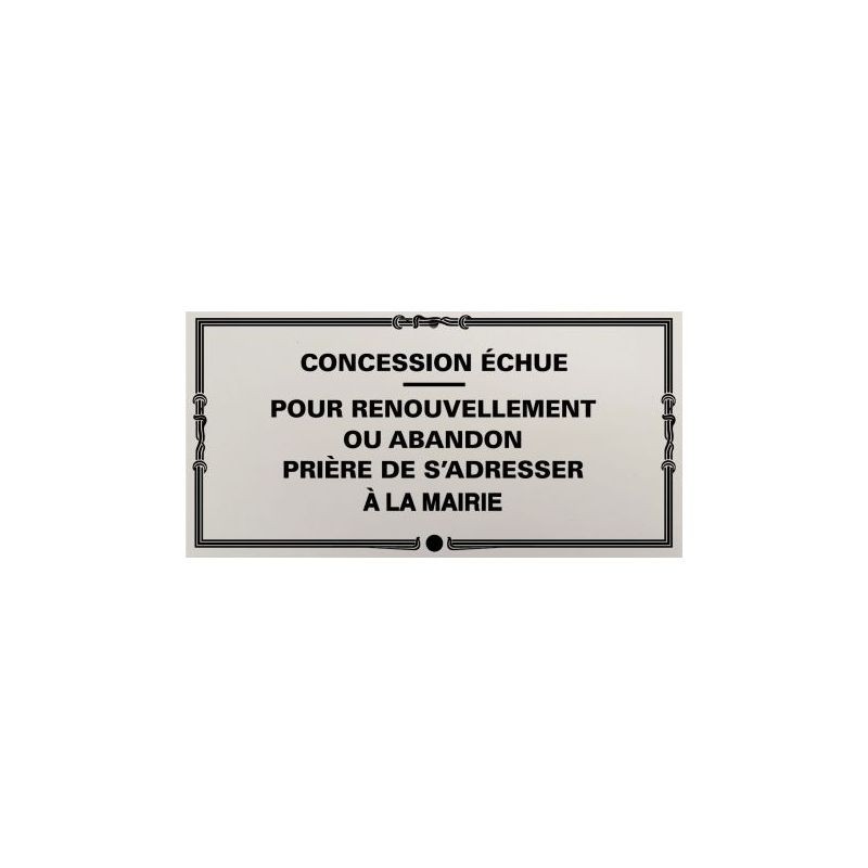 Plaque de concession cimetière à visser en PVC