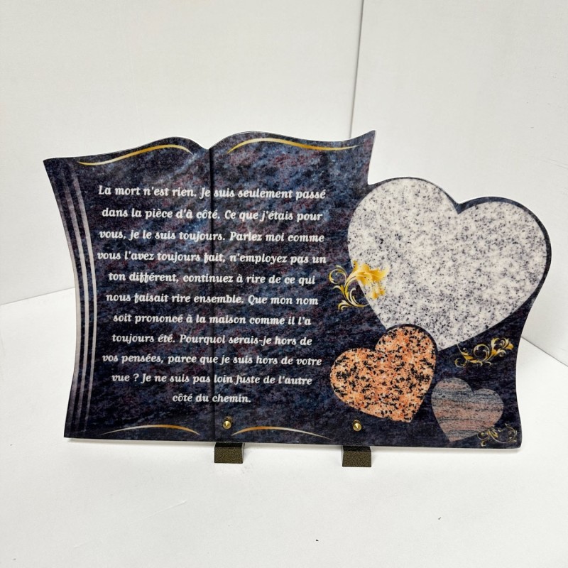 Plaque Funéraire Compogranit Prestige "Cœur et livre"