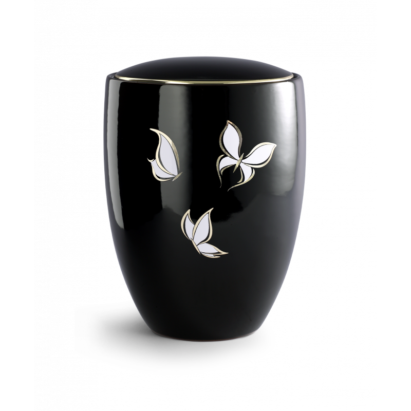 Urne funéraire céramique décor Papillon or