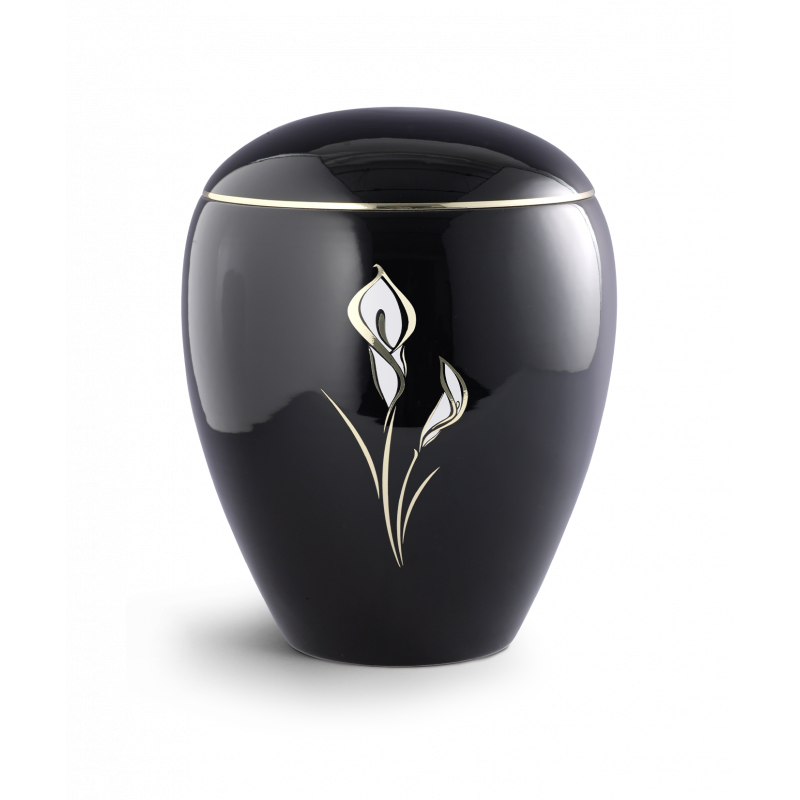 Urne funéraire céramique décor Arum or