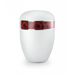 Urne funéraire biodégradable blanche bandeau de Roses