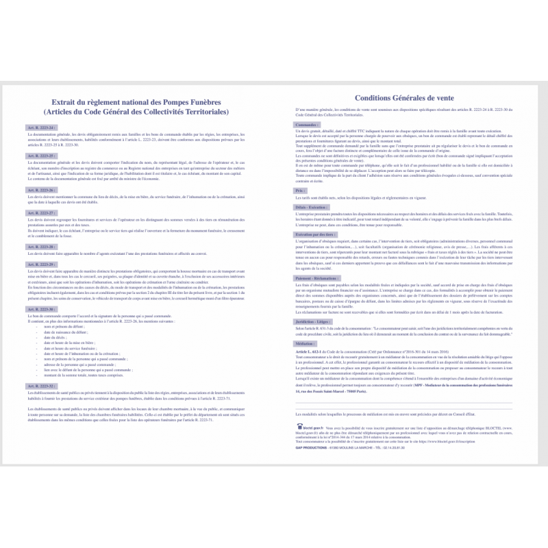 Liasse Devis ou Bon de commande obsèques, paquet de 25