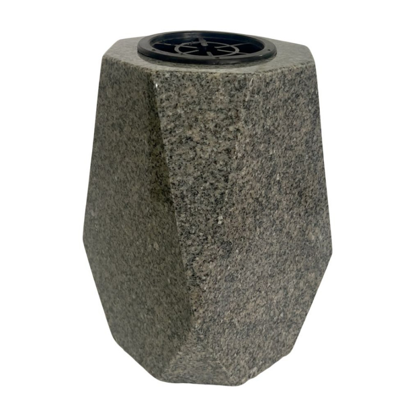 Vase funéraire granit Gris Tarn 8 chanfreins