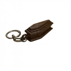 Porte-clés cercueil marron, en plastique