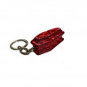Porte-clés cercueil rouge marbré, en plastique