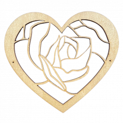 Cœur rose en bois - Emblème funéraire