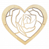 Cœur rose en bois - Emblème funéraire