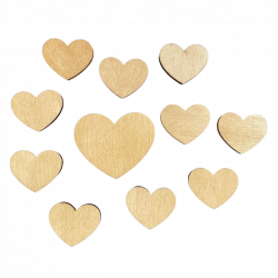 Lot de 11 cœurs en bois - Emblème funéraire