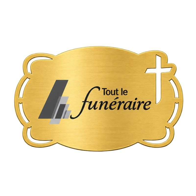 Plaque identité à graver autocollante OR - Motif CROIX