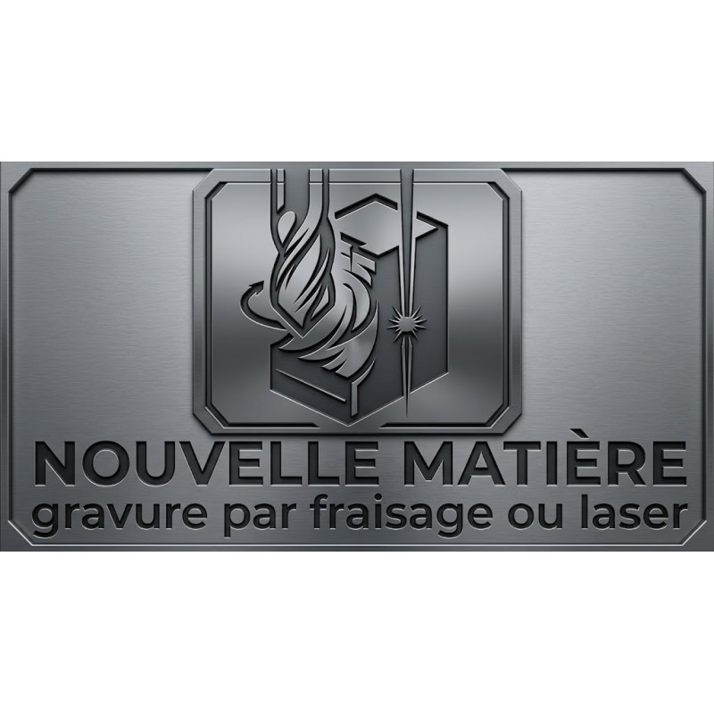 Plaque identité à graver autocollante GRIS NICKELE- Motif COEUR
