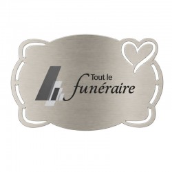 Plaque identité à graver autocollante GRIS NICKELE- Motif COEUR