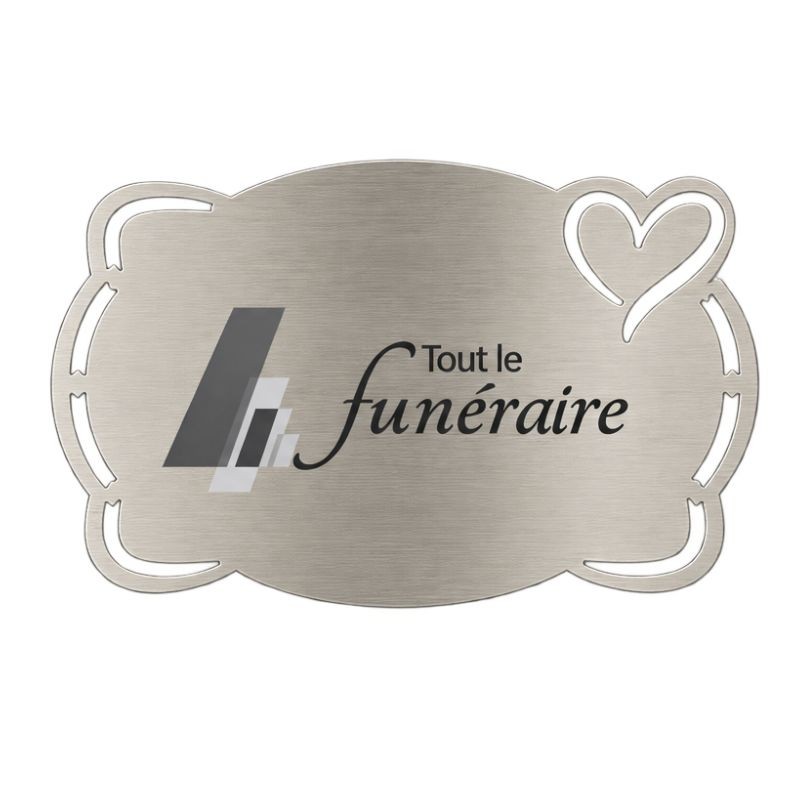 Plaque identité à graver autocollante GRIS NICKELE- Motif COEUR