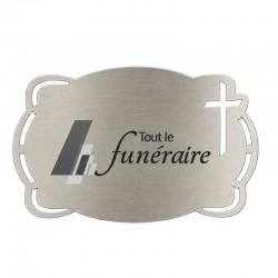 Plaque identité à graver autocollante GRIS NICKELE- Motif CROIX