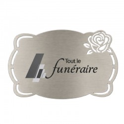 Plaque identité à graver autocollante GRIS NICKELE- Motif ROSE