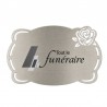 Plaque identité à graver autocollante GRIS NICKELE- Motif ROSE
