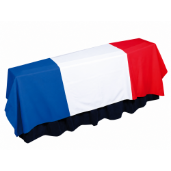 Drap tricolore polyester SANS GALON pour cercueil