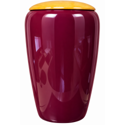 Urne funéraire en bois couleur aubergine/curry