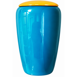 Urne funéraire en bois couleur bleu/curry