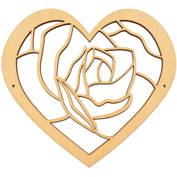Cœur rose en bois - Emblème funéraire